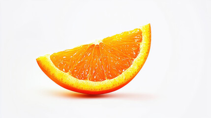 A professional product photo of a vibrant orange wedge placed alone on a flat white background. The image is captured with a Canon EOS R5 RS2 using a 105mm lens at f/2.8, ensuring sharp focus 