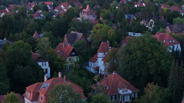 G&ouml;ttingen, Germany- Residential Neighbourhood Flyover in Summer