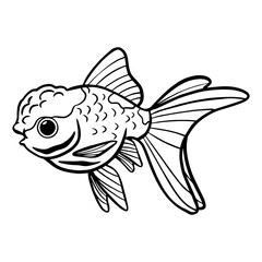 Fantail goldfish vector line art