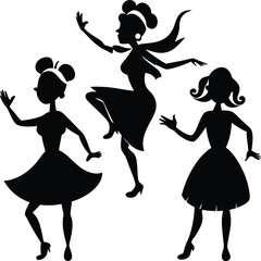 Three Child Minimalist Black Silhouette Vector Collection