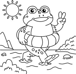 Drawing outline frog with float ready for summer.eps