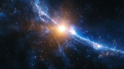 Fototapeta premium A Celestial Spiral Galaxy with a Bright Star in the Center