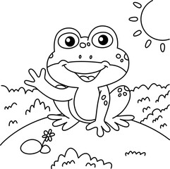 Drawing outline frog saying hello with hand.eps