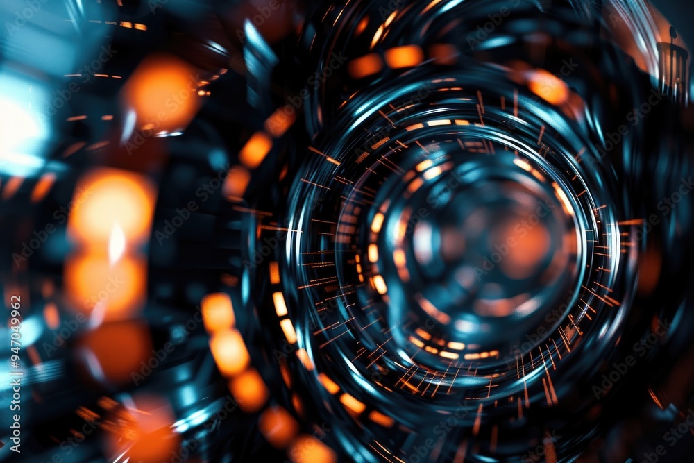 Poster abstract spiral pattern with warm orange glow