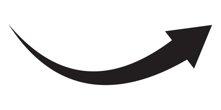 Long arrows icon. Long curved hand drawn arrow isolated. 