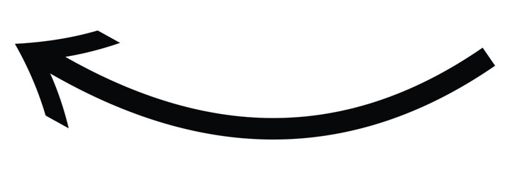 Long arrows icon. Long curved hand drawn arrow isolated. 