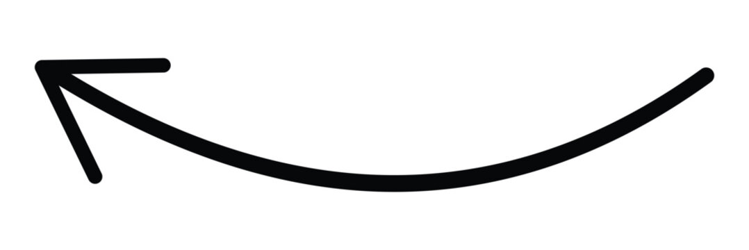 recommend clip art: Long arrows icon. Long curved hand drawn arrow isolated. 