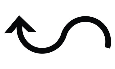 Long curve arrow. Flat style curved arrow icon. 