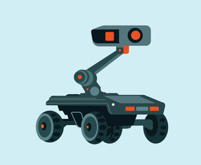 A cartoon of a vehicle with a video camera on the top