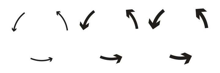 Set of circle arrows icon. Round reload sign. Circular rotation loading elements. 