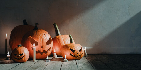 halloween holiday concepts backgrounds with pumpkins. 3d rendering