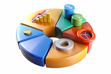 Diverse Glowing Abstract Pie Chart Highlighting Financial Sectors in Innovative Financial Strategy Concept