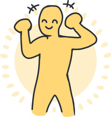 Beaming Victory Happy Figure in Radiant Pose. Ideal for motivational materials, wellness campaigns, or any setting that aims to inspire and uplift.