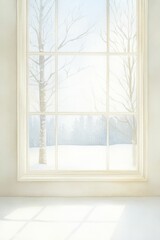 Fototapeta premium Graceful Frosted Glass in Watercolor, Evoking the Essence of Winter's Embrace.