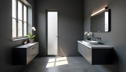 Contemporary Charcoal Bathroom with Minimalist Design and Elegant Accents
