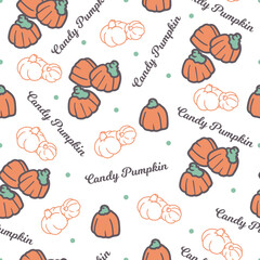 Holiday Sweet Treat Pumpkin Candy October Pattern. deal for seasonal decor, textiles, or event themes, this design brings a touch of whimsy and sweetness to any project.