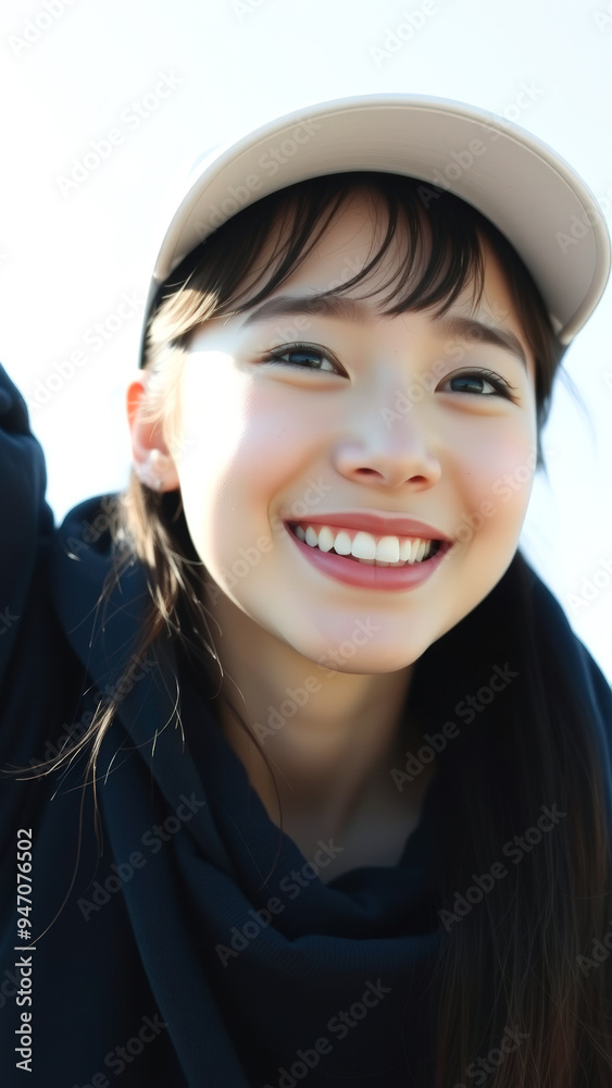 Sticker Close-up Portrait of a Young Woman Smiling