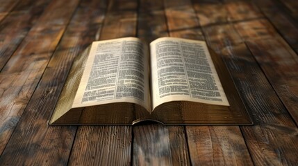 Obraz premium Open Book on Wooden Table.