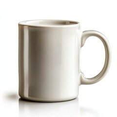 A White Ceramic Mug with a Rounded Handle