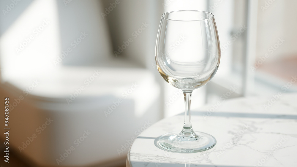 Poster Empty wine glass on a white table