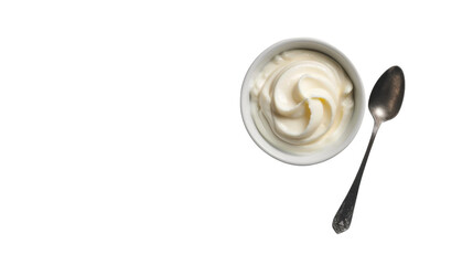 Fototapeta premium Spoon and yogurt isolated on white background