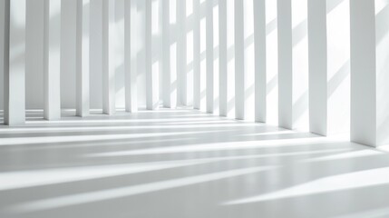 Fototapeta premium Minimalist White Interior with Sunlight.