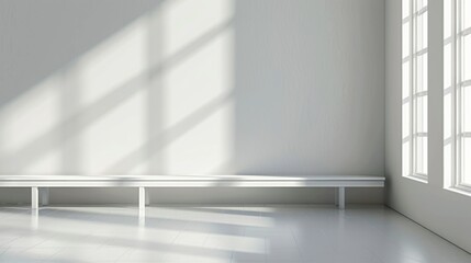 Fototapeta premium Minimalist Interior with Bench and Sunlight.