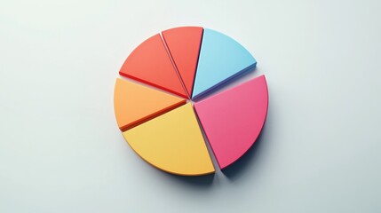 Obraz premium A top-down view of a pie chart with financial data, featuring different colored segments and a legend explaining each portion, set against a clean, light background.