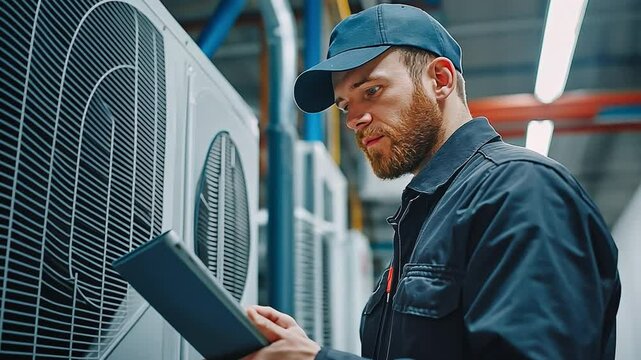 competent expert searching for possible low pressure in the cooling system of an air conditioner