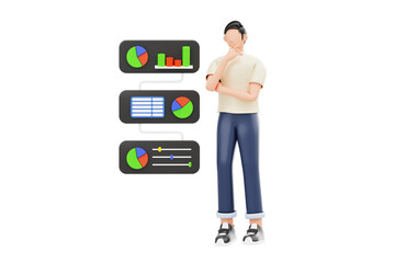 Analytical Thinking 3D Character Illustration.