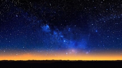 Fototapeta premium Night sky with stars and mountains.
