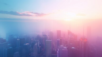 Fototapeta premium Dreamy Cityscape at Sunset.