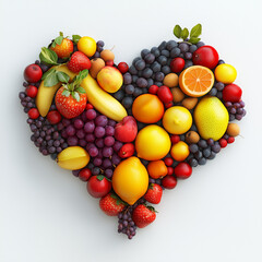 A collection of various types of fruits arranged in a love formation
