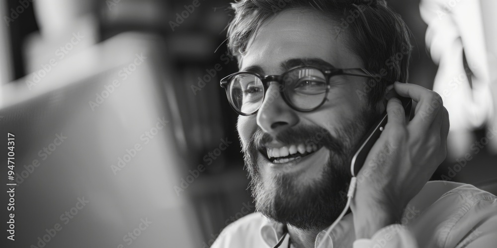 Poster a person conversing on their mobile device