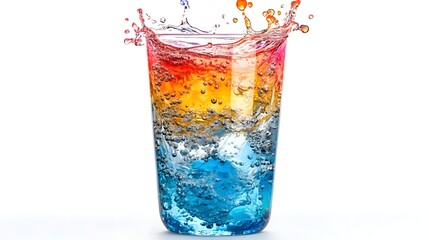 Colorful Splashing Water in Glass, Summer Drink, Refreshing
