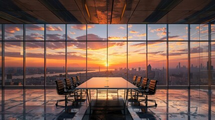 Modern Office with Breathtaking Sunset View