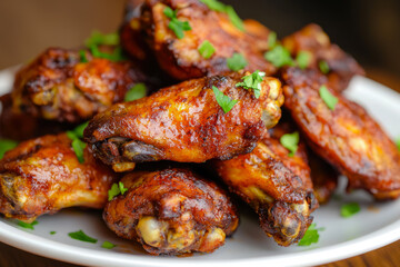 Fried Delicious And Juicy Chicken Wings In Grill Sauce Created With Artificial Intelligence