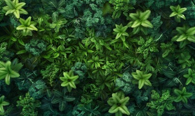 Obraz premium Lush green foliage in a tropical forest setting