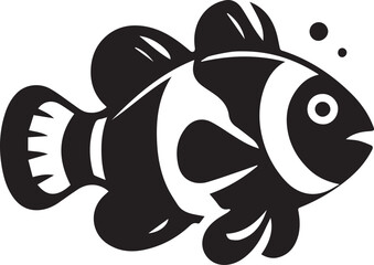 clownfish black silhouette vector, Clown fish icon,