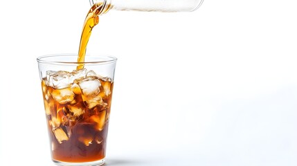 Iced Coffee Pour Isolated White Background