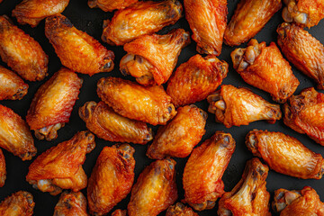Obraz premium Fried Delicious And Juicy Chicken Wings In Grill Sauce Created With Artificial Intelligence