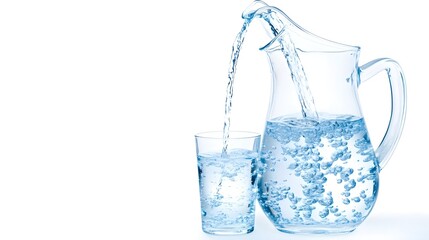 Pouring Water from Pitcher to Glass, Refreshing Drink