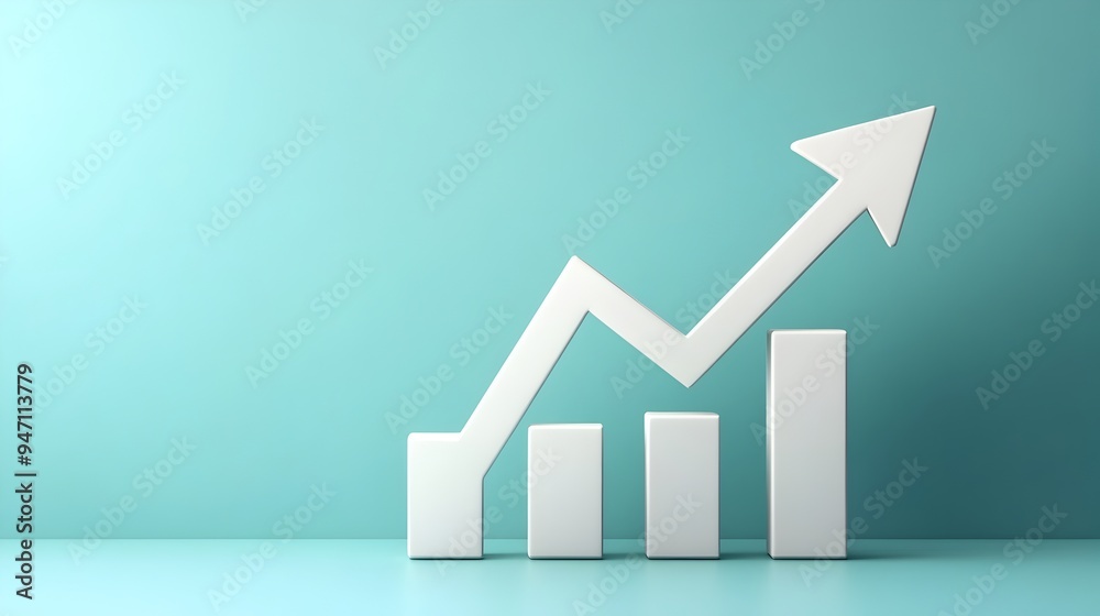 Poster conceptual image of a rising graph or arrow symbol representing the idea of business success growth 