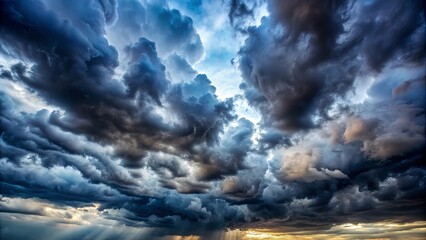 Obraz premium Dramatic sky with stormy clouds , dark, moody, atmospheric, ominous, weather, overcast, gloomy, thunderstorm, dramatic, storm
