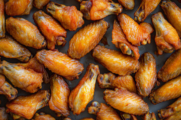 Obraz premium Fried Delicious And Juicy Chicken Wings In Grill Sauce Created With Artificial Intelligence