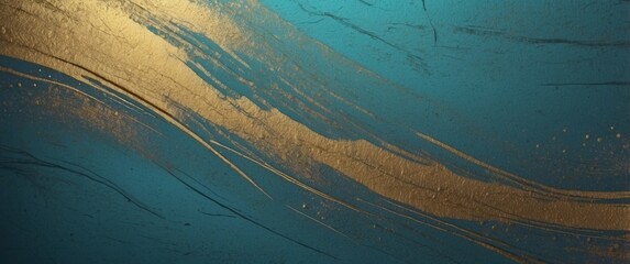 Abstract Teal and Gold Swirls with Subtle Speckles