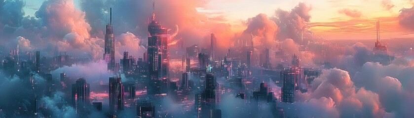 Fototapeta premium Modern City Illustration. Success in business, international companies, skyscrapers, banks and office buildings