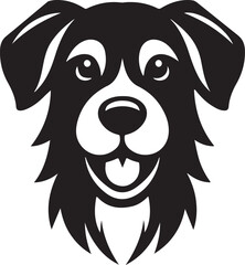 Friendly dog head logo design silhouette vector art illustration with white background.