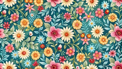 Seamless flower pattern with continuous background, floral, seamless, repetitive, background, texture, design, wallpaper