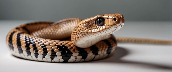 Obraz premium A Close-Up of a Brown and Black Banded Snake with a Focused Eye